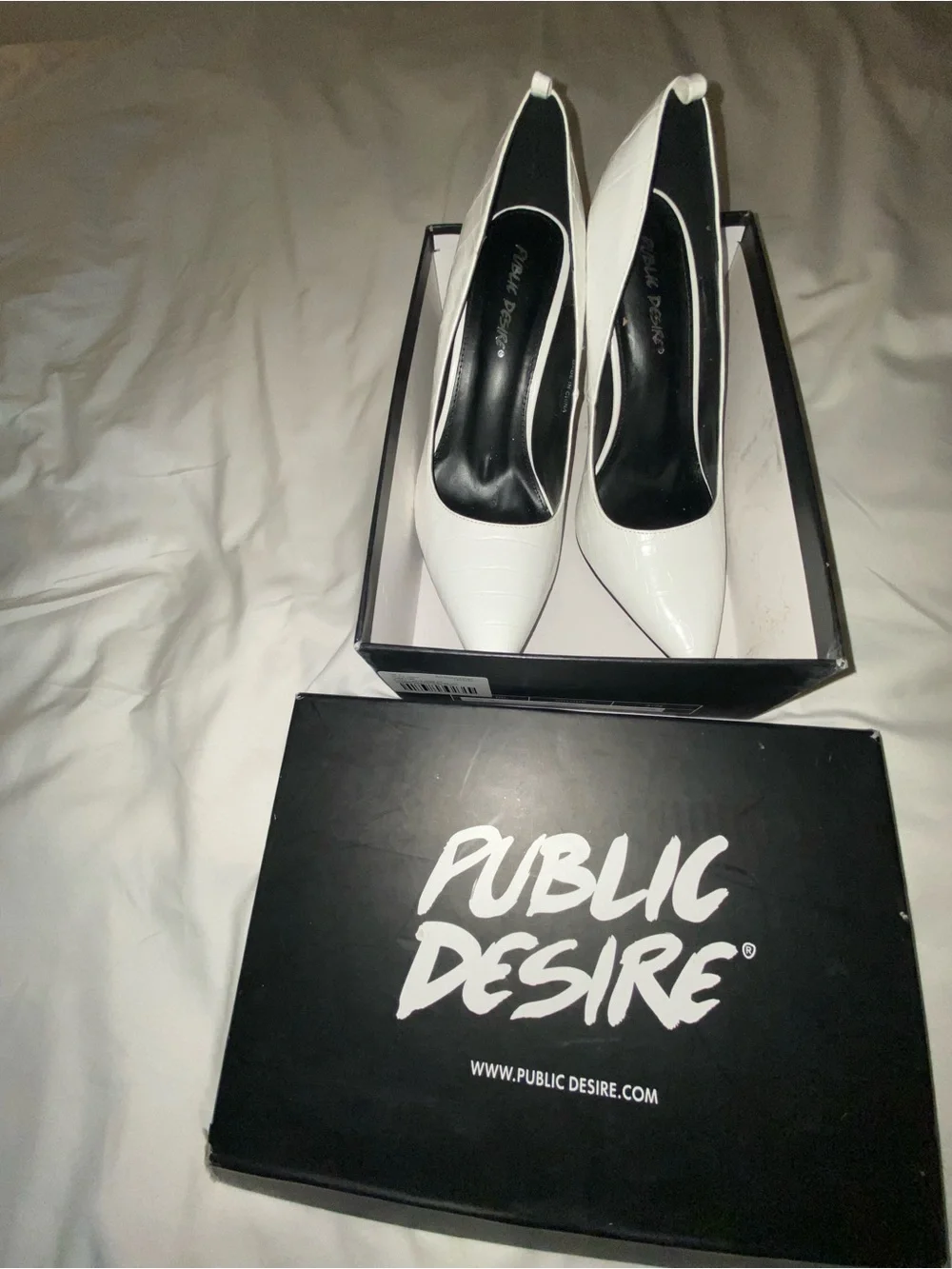 Public desire White Pointed Toe Women's Pumps - 7